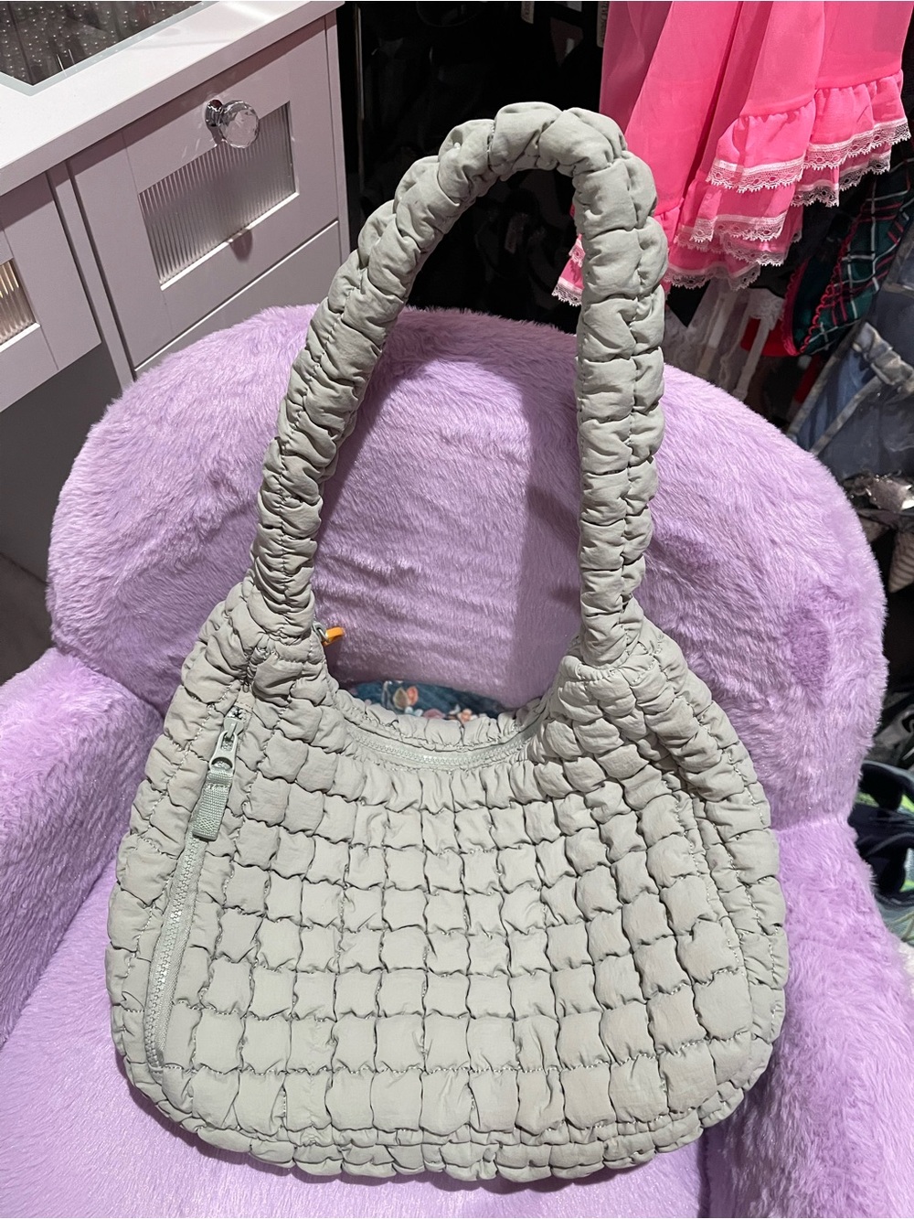 Quilted Shoulder Bag in Light green